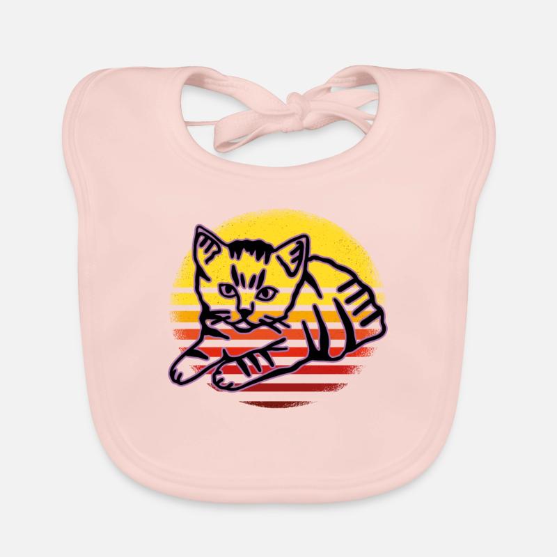 Chat graphique Retro Cat pour les propriétaires de chats Bavoir bio Bébé