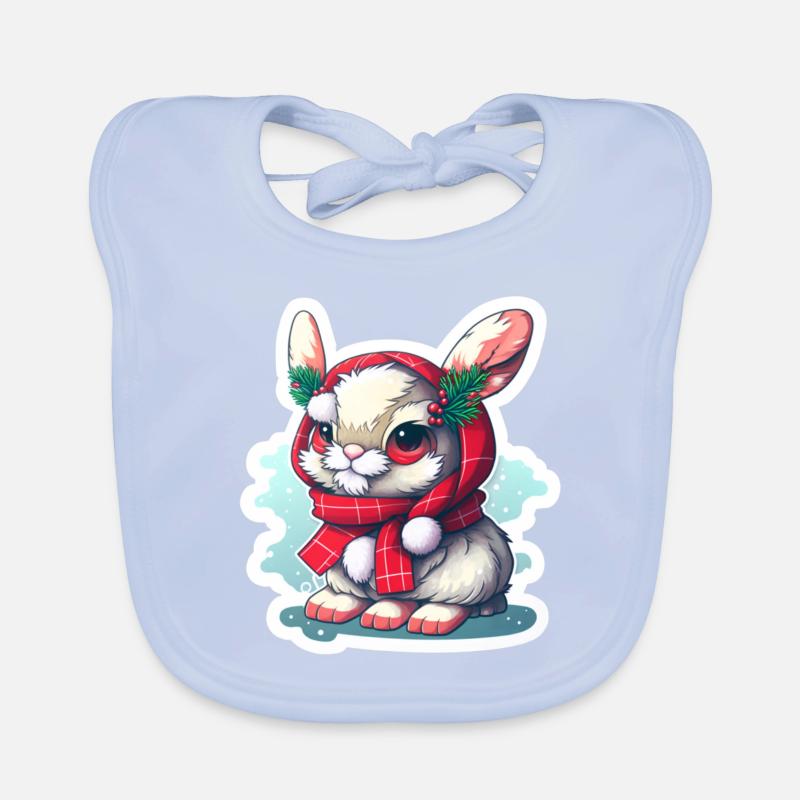 Weihnachtshase mit mütze und schal Baby Bio-Lätzchen