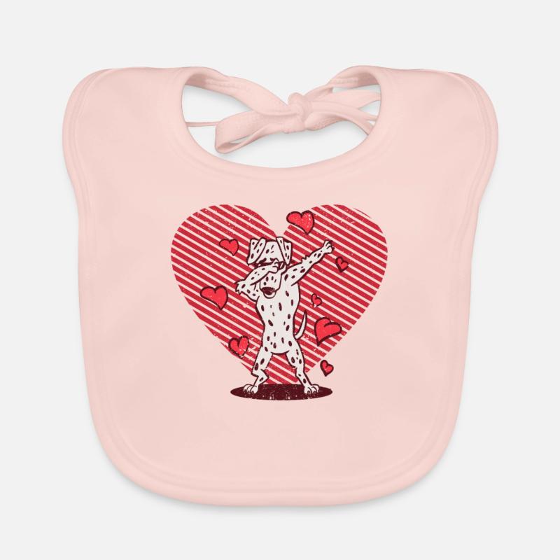 Dabbing Dalmatian Heart Valentine's Day Dab Dance Organic Baby Bibs