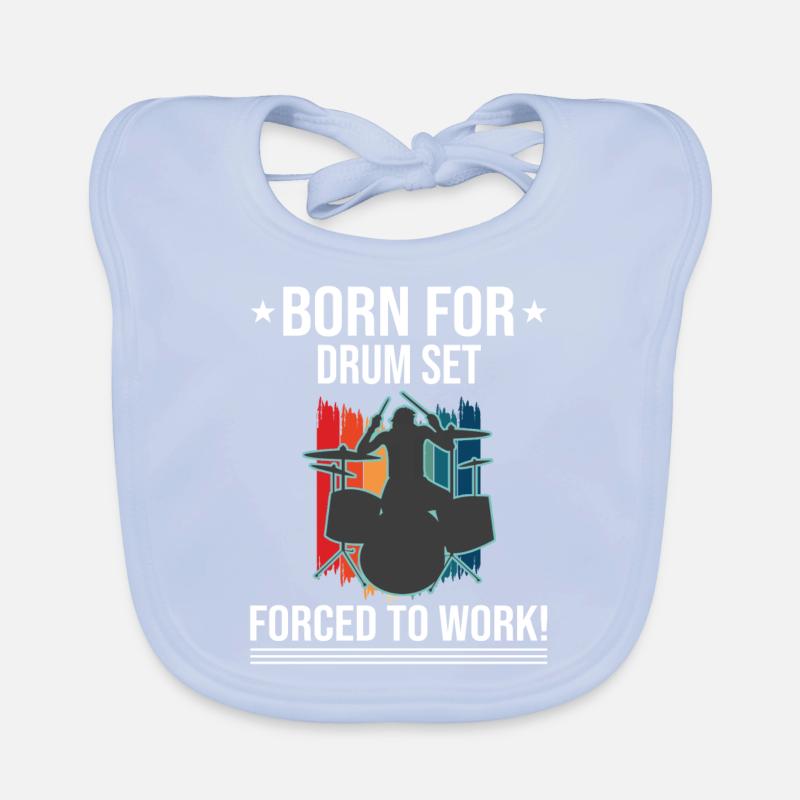 Born For Drum Set Forced To Work Drummer Organic Baby Bibs