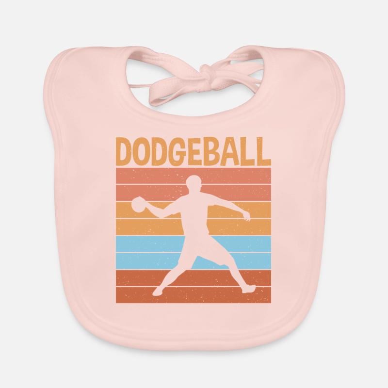 Retro Dodgeball Player Duck, Dip, Dive Organic Baby Bibs