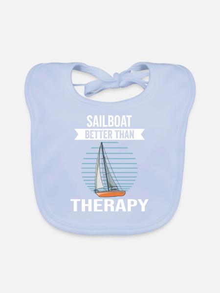 Sailboat Sailboat Better Then Therapy - Organic Baby Bibs - sky blue - Front