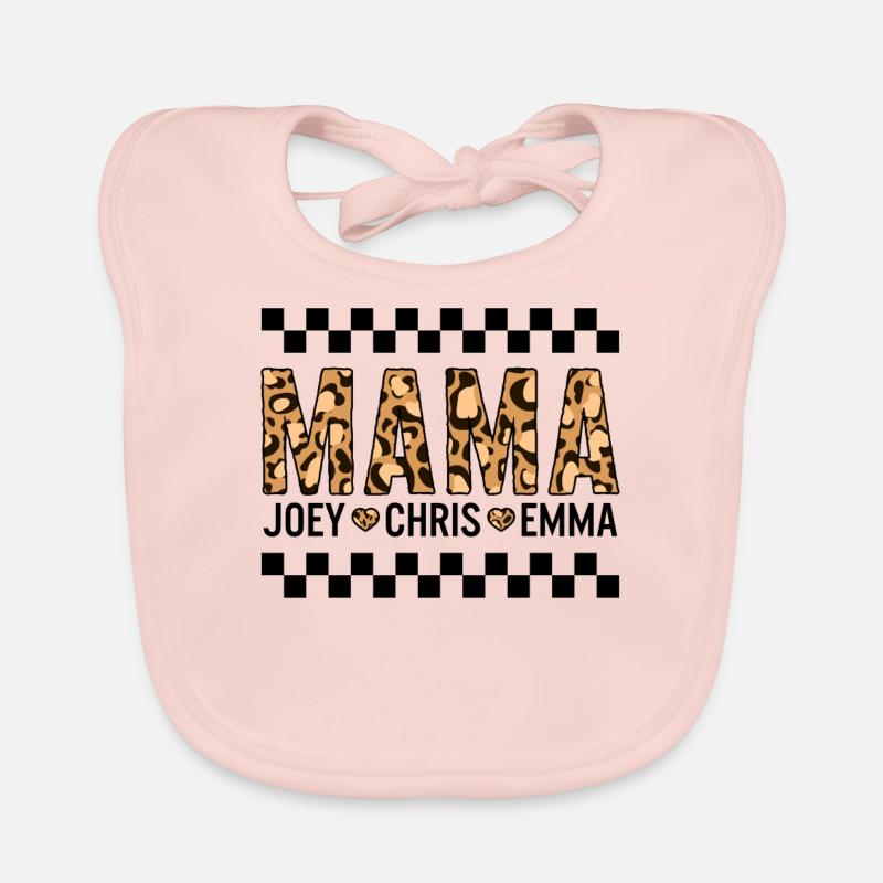 Mutter-Shirt, Mama Leopard Print Customize Tee, Baby Bio-Lätzchen