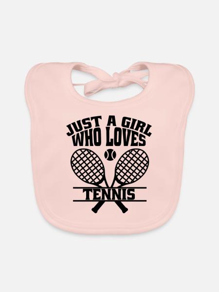 Tennis Tennis Player Woman Girls Tennis Club - Organic Baby Bibs - rose - Front