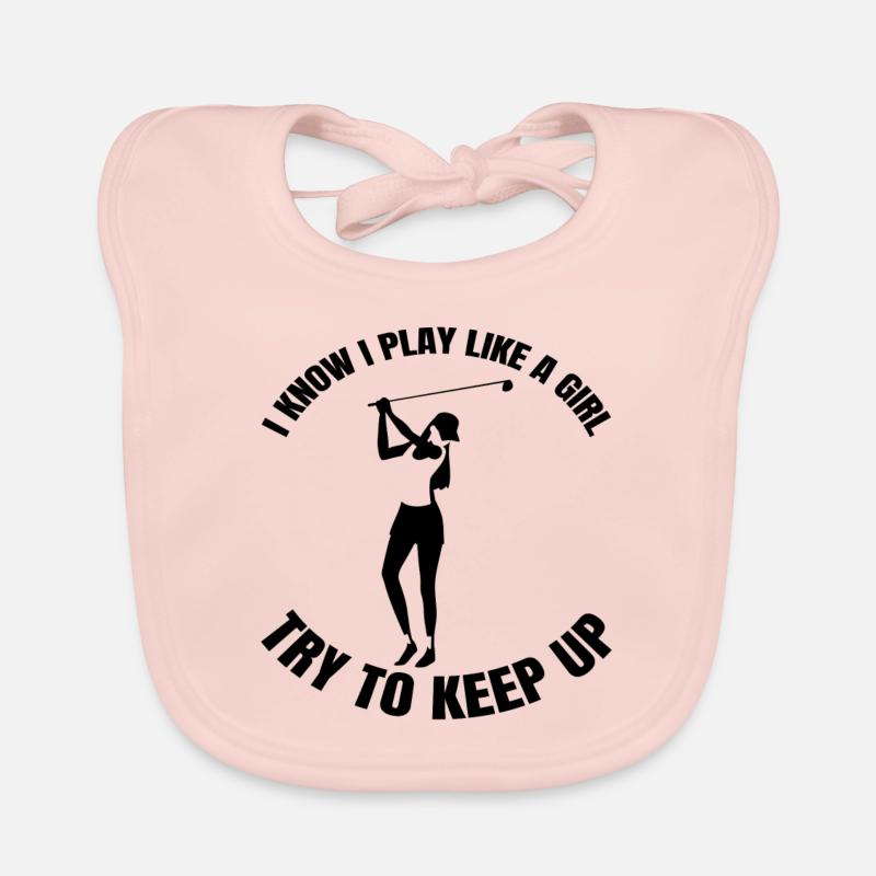 Golfschläger Golfball Golf Mädchen Golfspielerin Baby Bio-Lätzchen