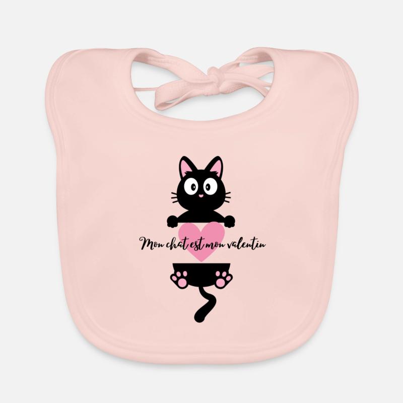 Mon chat est mon valentin - Bavoir bio Bébé - rose