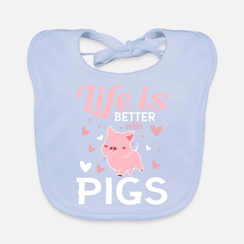 Life is better with pigs piglet pink Organic Baby Bibs
