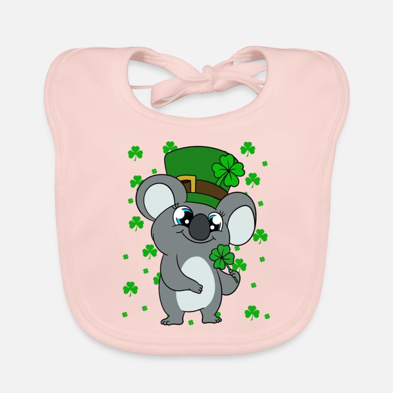 Cute Koala with Hat Saint Patrick's Day Organic Baby Bibs