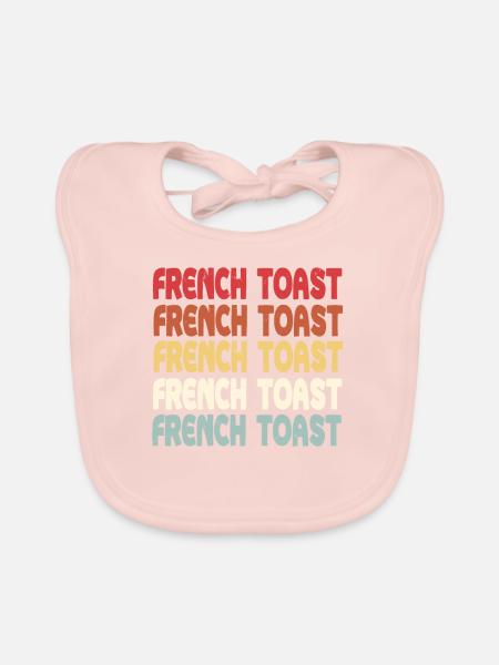 French Toast lettering - Organic Baby Bibs - rose - Front