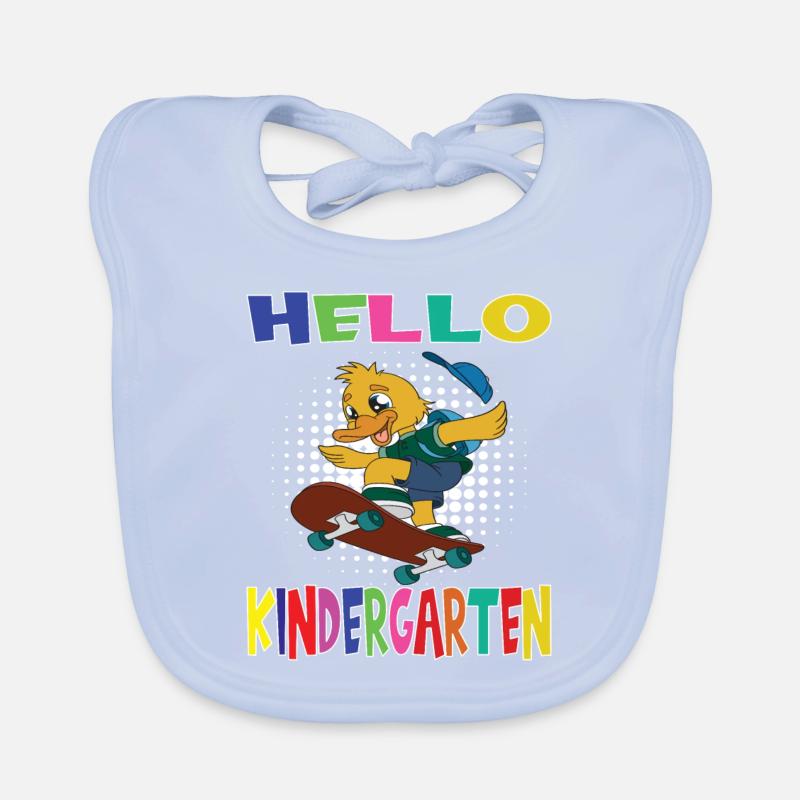 Hello Kindergarten Skateboarding Duck Organic Baby Bibs