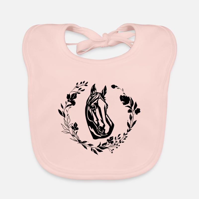 Pferd mit Blumen Baby Bio-Lätzchen