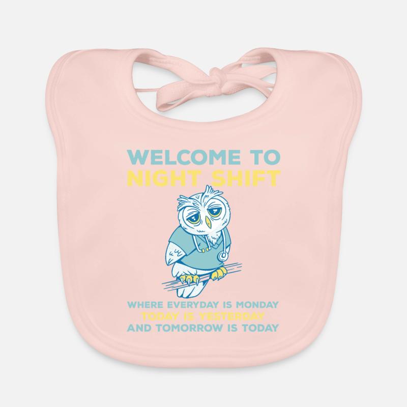Lustiger Nachtschicht Spruch - Baby Bio-Lätzchen - Rose