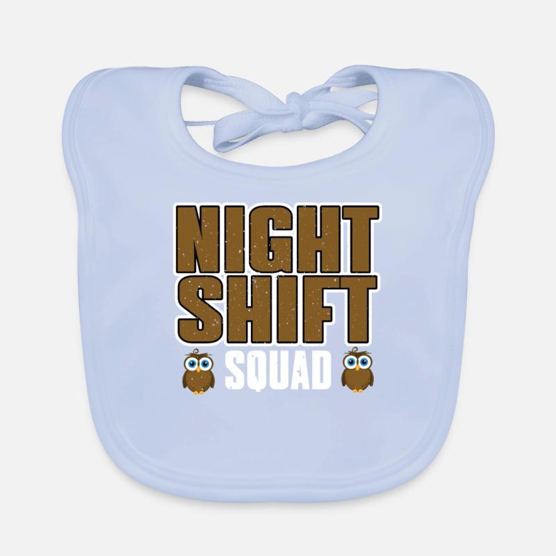 Cute night shift troupe Organic Baby Bibs