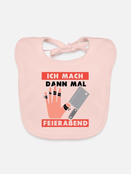 Ich mach dann mal feierabend Metzger Fleischer - Baby Bio-Lätzchen - Rose - Vorne