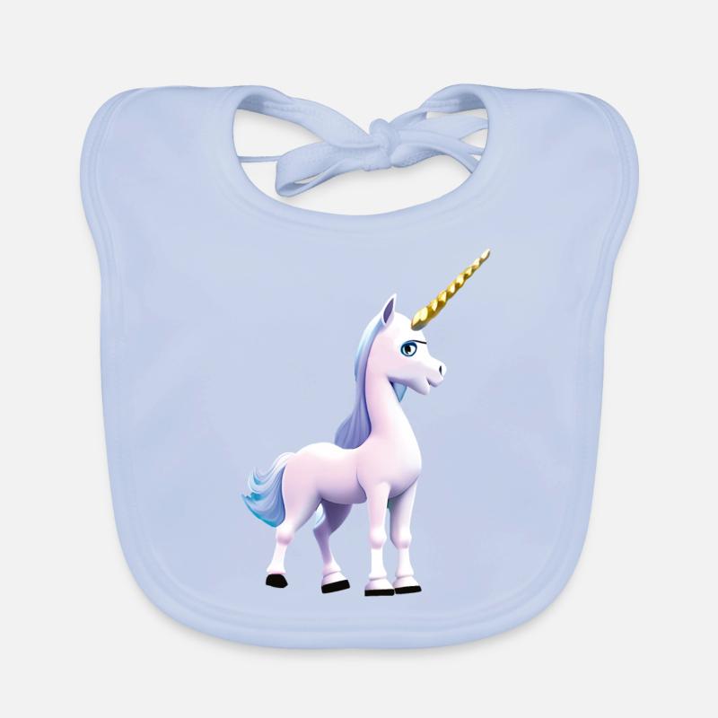 Licorne en rose avec queue bleue Bavoir bio Bébé
