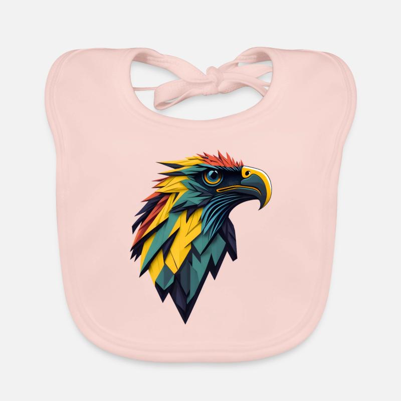Colourful Geometric Eagle Head Organic Baby Bibs