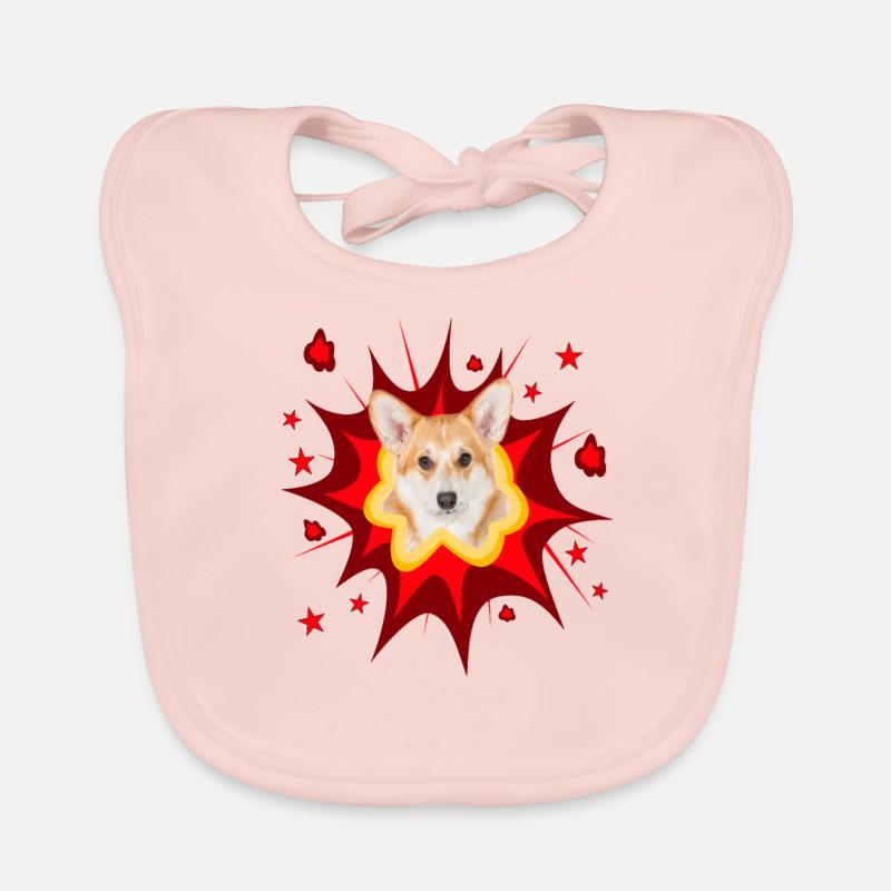 Comic Hund Design - Pow - Pembroke Welsh Corgi Baby Bio-Lätzchen