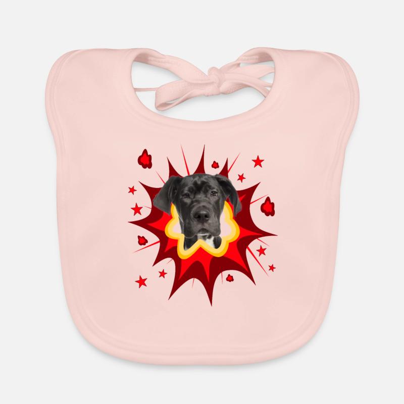 Comic Hund Design - Pow - Deutsche Dogge Baby Bio-Lätzchen