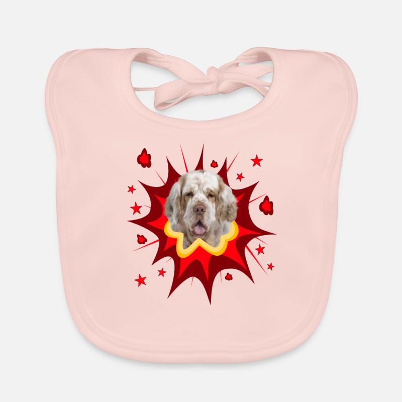 Comic Hund Design - Pow - Clumber Spaniel Baby Bio-Lätzchen