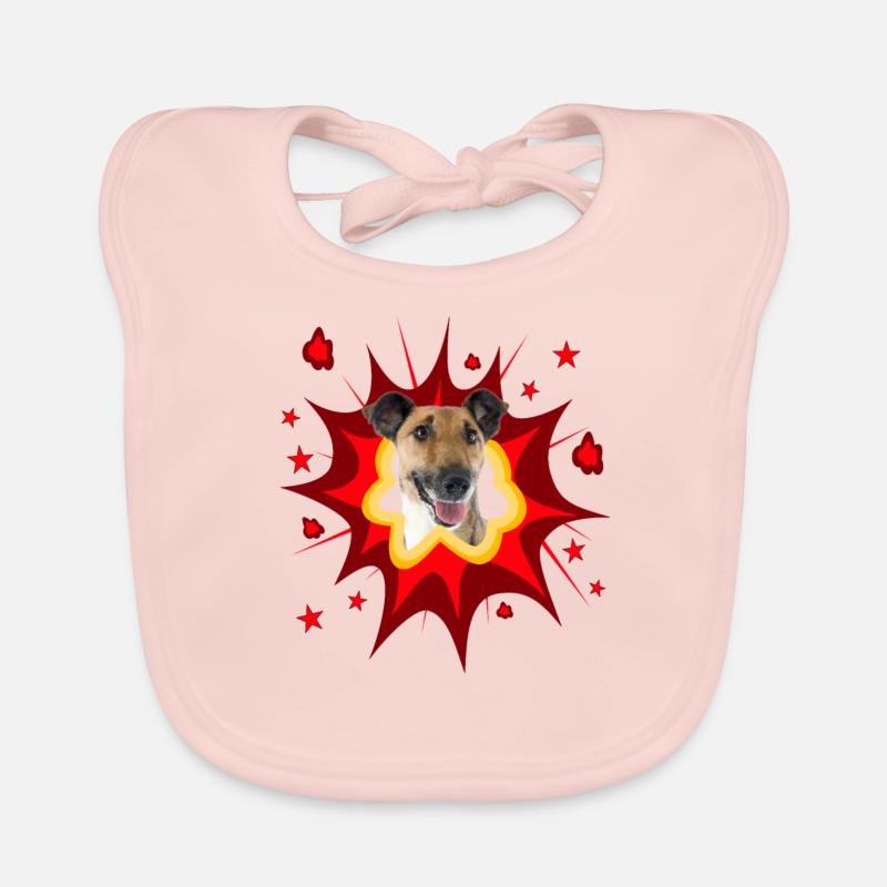 Comic Dog Design - Pow - Fox Terrier Organic Baby Bibs