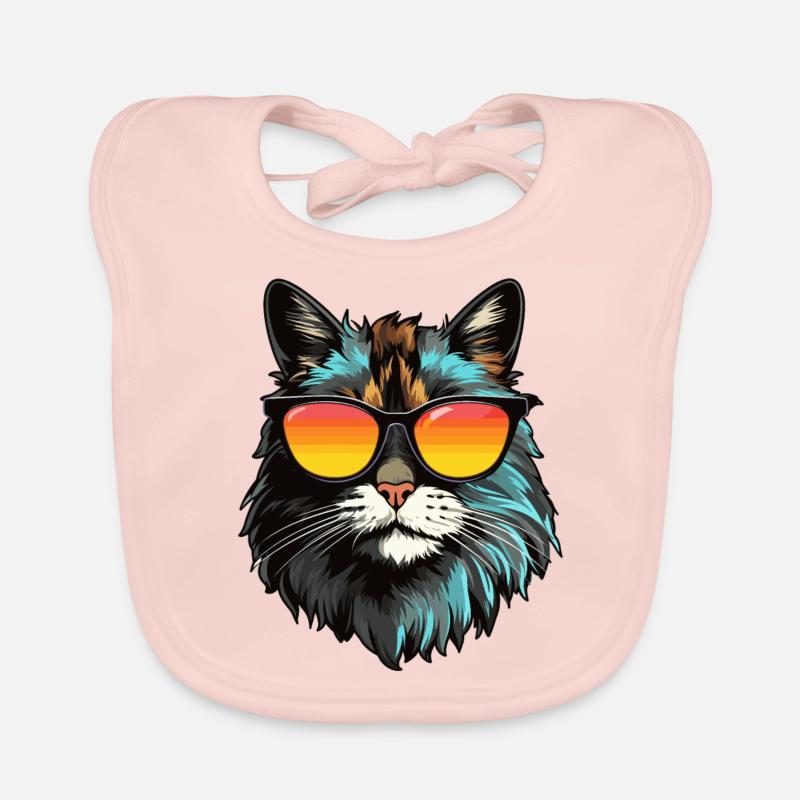 Main-Coon Katze mit Sonnenbrille Baby Bio-Lätzchen