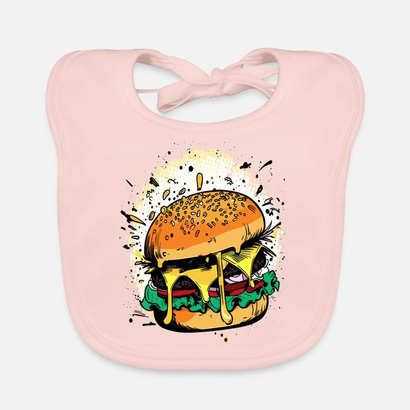 Cheeseburger Comic Burger Organic Baby Bibs