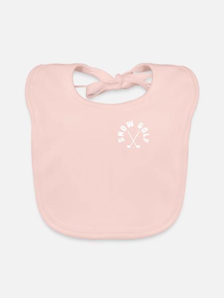 Snow Golf Chest Pockets Design - Organic Baby Bibs - rose - Front
