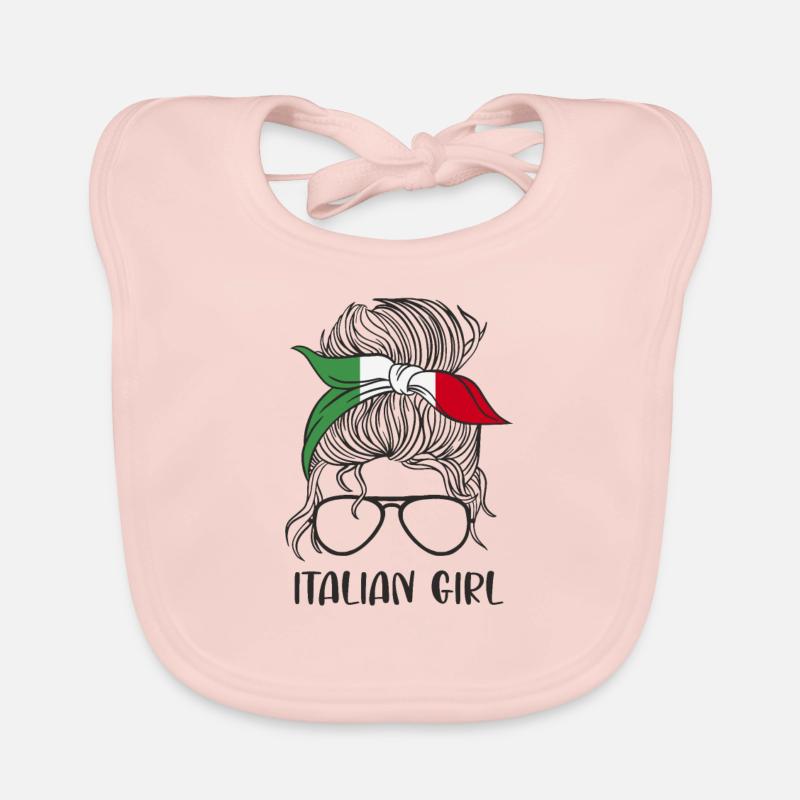 Fille italienne - Bavoir bio Bébé - rose