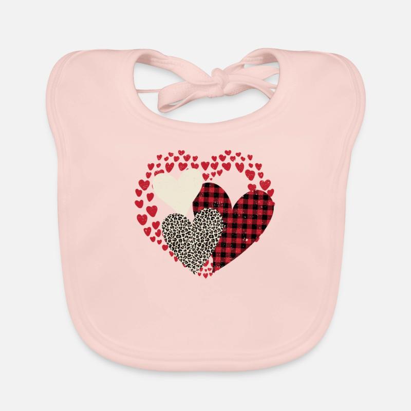 Buffalo rouge noir à carreaux léopard coeurs Saint-Valentin Bavoir bio Bébé