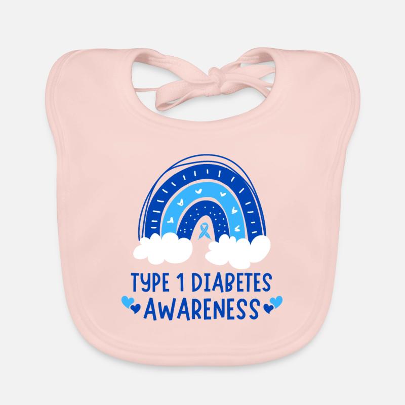 Sensibilisation au diabète de type 1 - Bavoir bio Bébé - rose