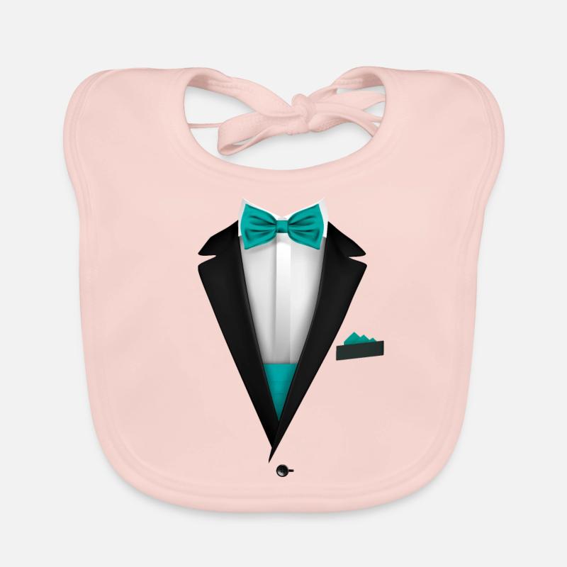Conception de smoking avec noeud papillon Turquoise pour les mariages Bavoir bio Bébé