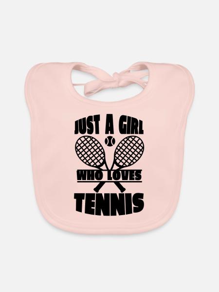 Tennisspieler Tennis Tennisverein Tennisliebhaber - Baby Bio-Lätzchen - Rose - Vorne