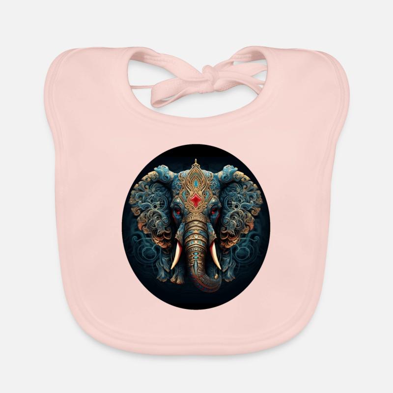 Blauer Mandala Elefant Baby Bio-Lätzchen