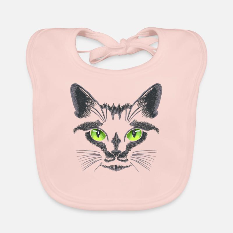 Schwarze Katze Grüne Augen Baby Bio-Lätzchen
