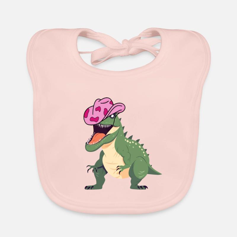 Dinosaur Wearing a pink cowboy hat Organic Baby Bibs