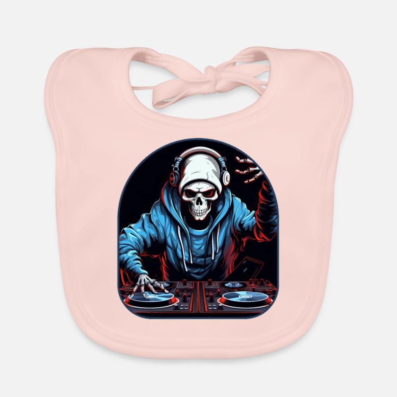 DJ Skeleton Spin and Rock Organic Baby Bibs