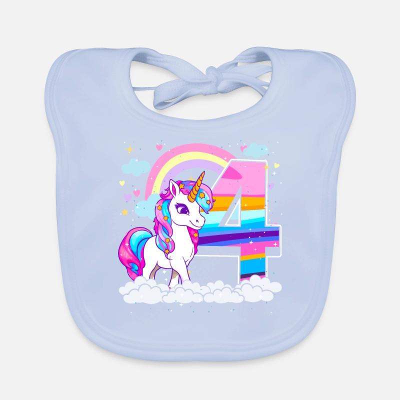 4. Geburtstag Mädchen Einhorn, 4 Jahre Alt Baby Bio-Lätzchen