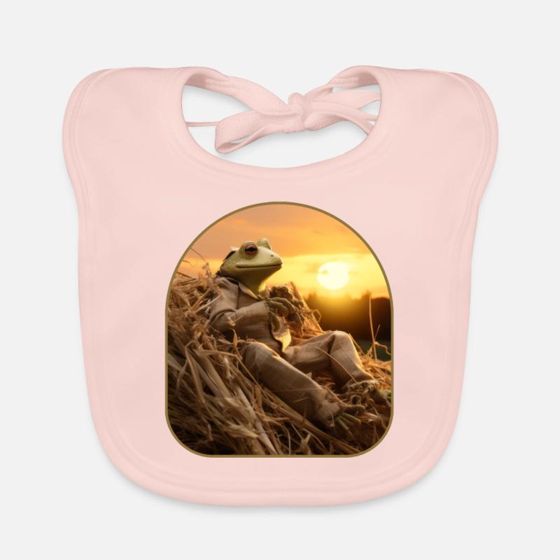 Frog Haystack Sunset Watching Countryside Organic Baby Bibs