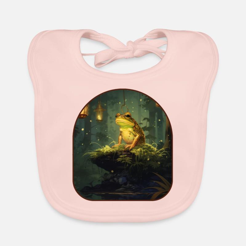 Mystical Frog Lantern Fireflies Night Forest Organic Baby Bibs