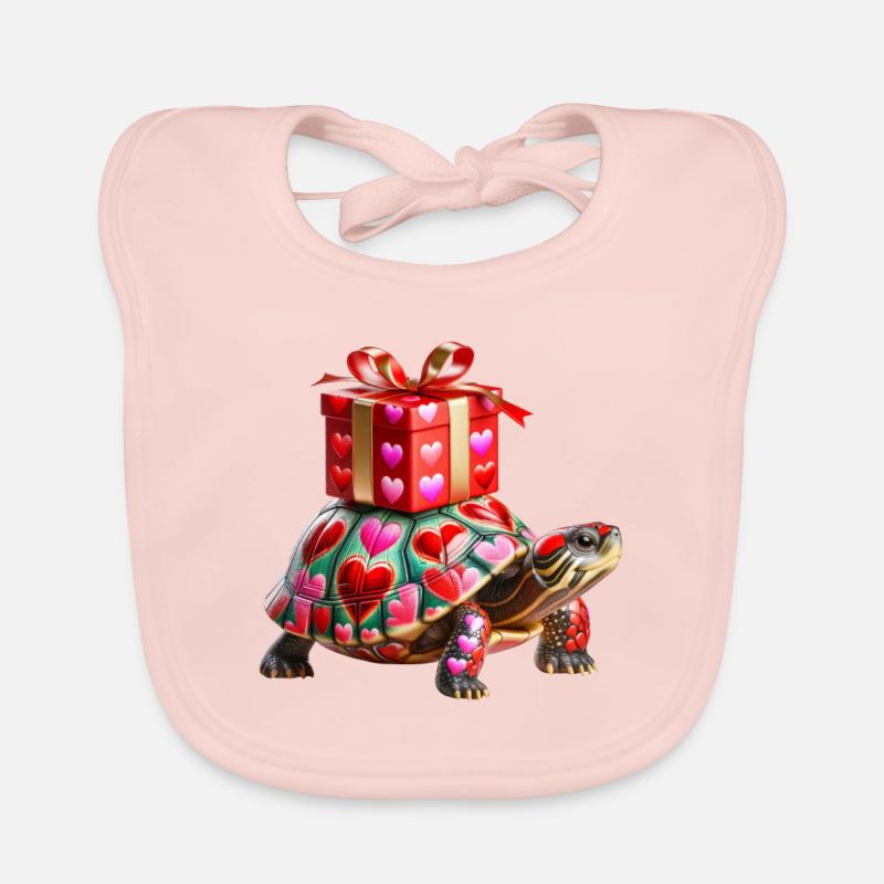 Turtle Shell Hearts Valentine's Day Slow and Sure Organic Baby Bibs