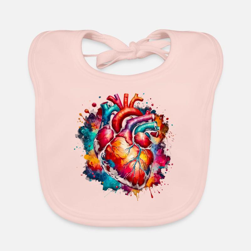 Coeur anatomique avec trèfles Bavoir bio Bébé