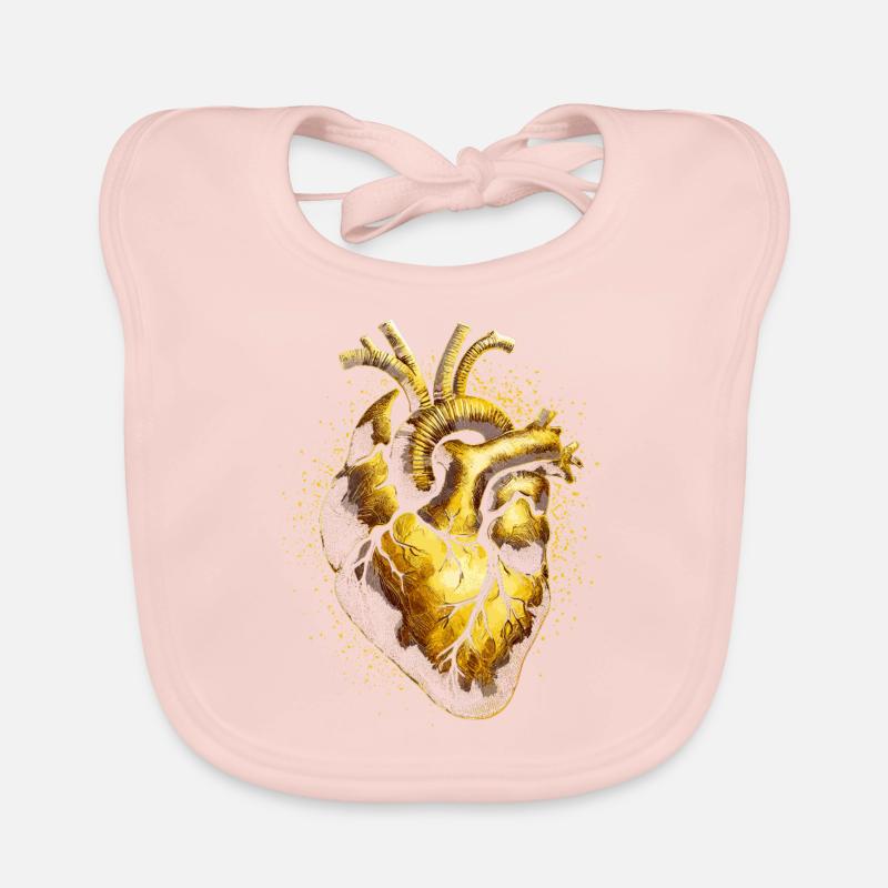 Anatomisches goldenes Herz Baby Bio-Lätzchen