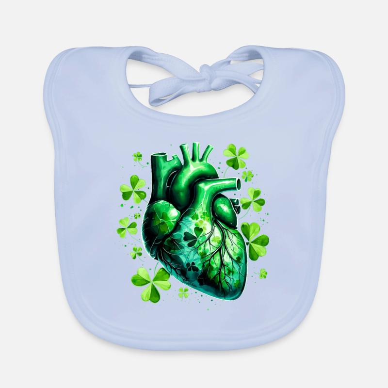 Anatomisches Herz mit Kleeblättern Baby Bio-Lätzchen