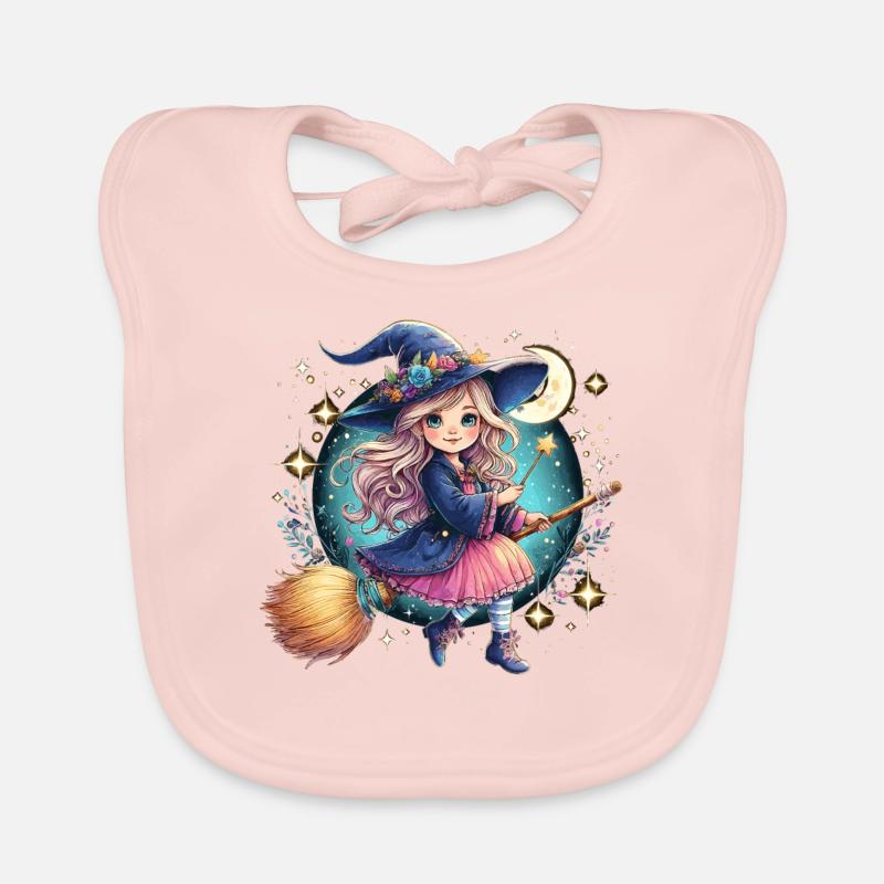 Cute Witch Wand Witch's Broom Organic Baby Bibs