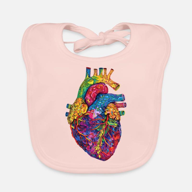 Anatomisches Herz Kunst Bunt Baby Bio-Lätzchen