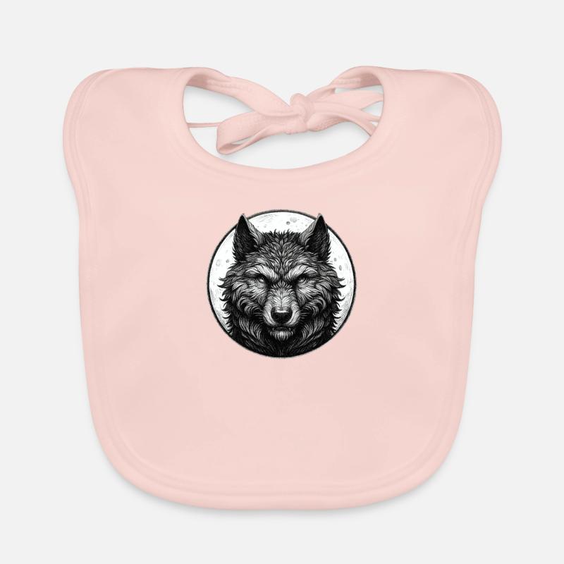 Portrait Visage De Loup Bavoir bio Bébé