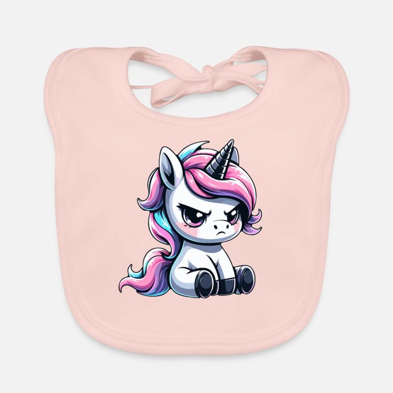Licorne capricieuse - Bavoir bio Bébé - rose
