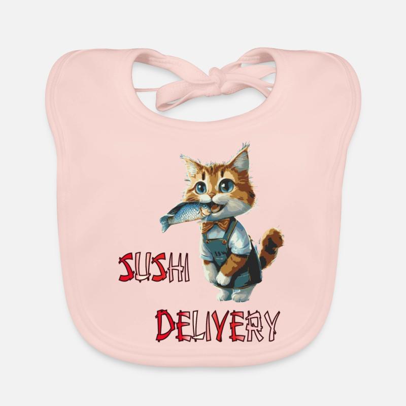 Chat avec du poisson dans la gueule Bavoir bio Bébé