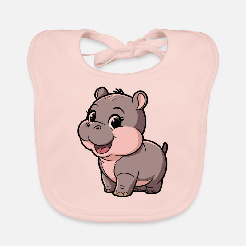 Mignon Moo Deng Hippo Cartoon Design Bavoir bio Bébé