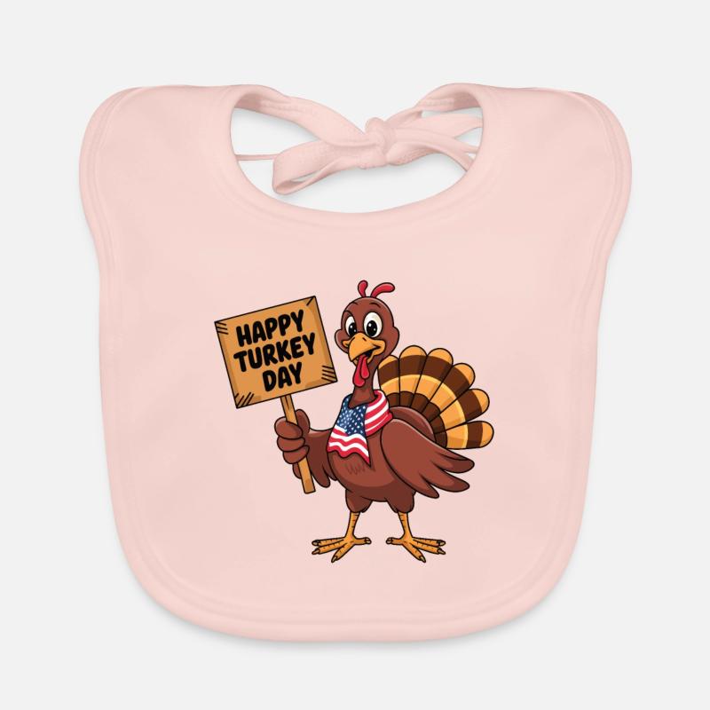 Dinde drôle de Thanksgiving Bavoir bio Bébé